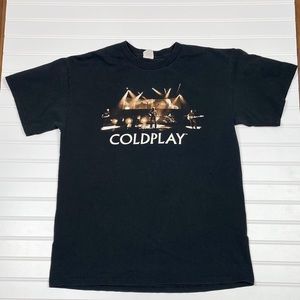Y2K Coldplay Band Concert Tour Graphic Short Sleeve Black T-Shirt Size Medium
